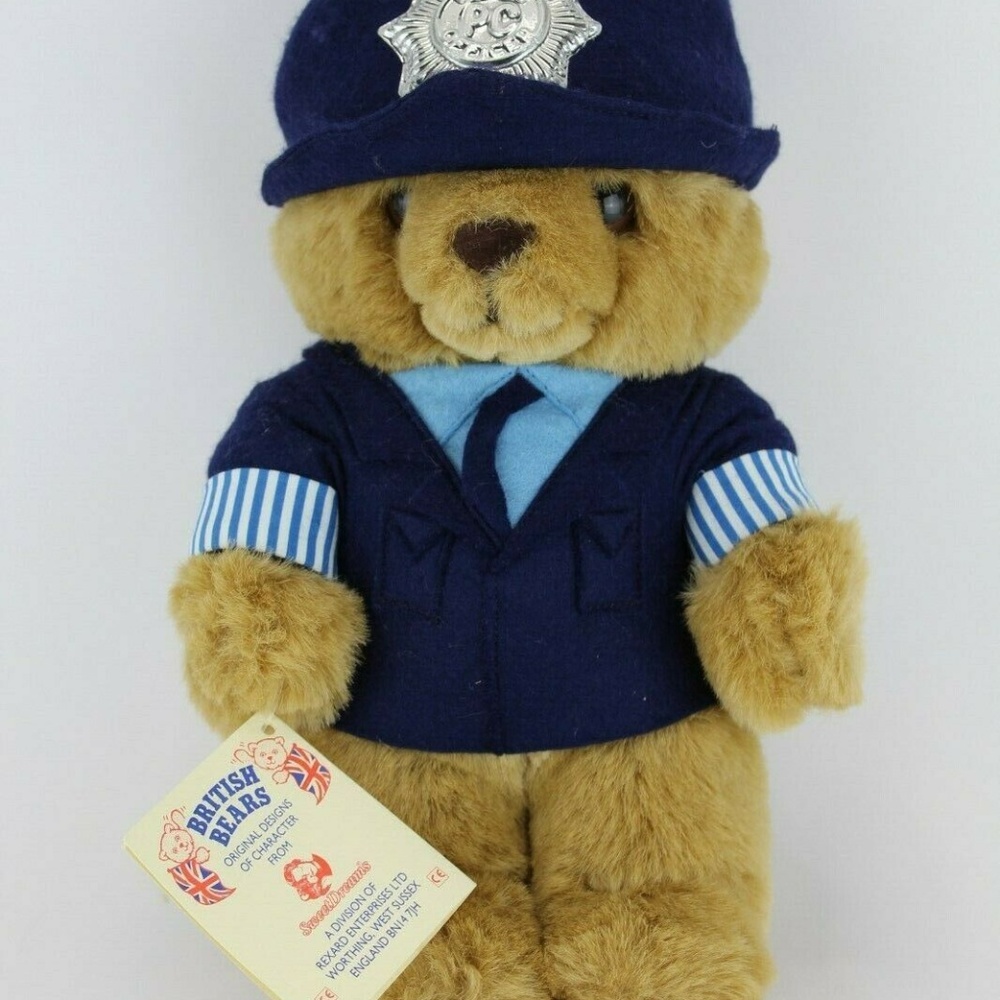 Vtg British Bears English Police Bobby London England UK 12" Plush Toy Bear NWTS